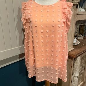 Peach Ruffle Sleeve Blouse